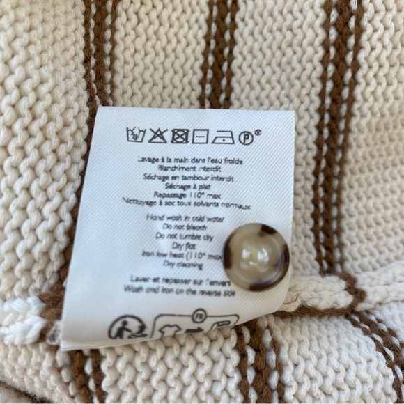 Sezane Leontine Jumper Sweater in Ecru Camel Stripe Size XS - Picture 10 of 13